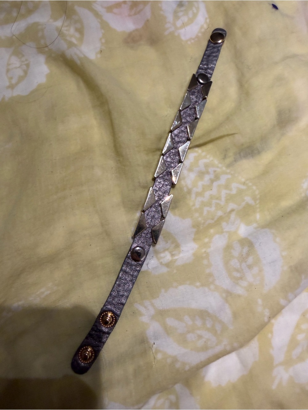 Gold Silver Metallic Studded Leather Bracelet fashion accessory geometric link